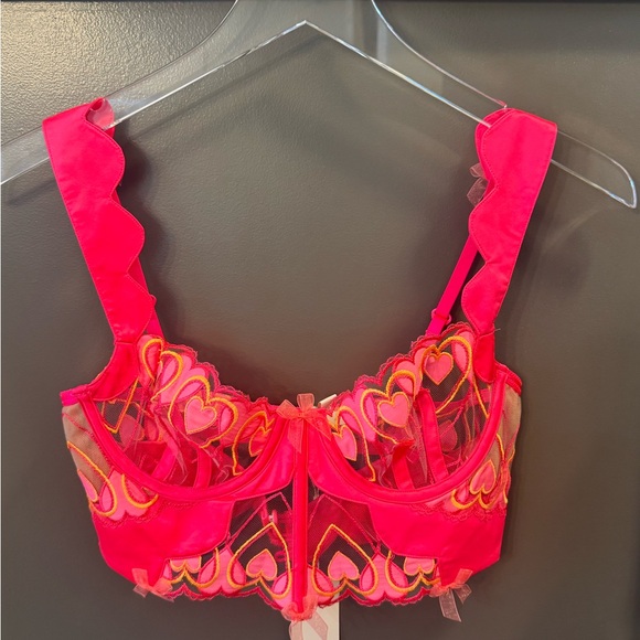 For Love And Lemons | Pink Heart Victoria Lace Bra - Picture 3 of 7